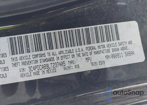 2020 Dodge Journey Se Value from USA, damaged, VIN 3C4PDCAB9LT237405